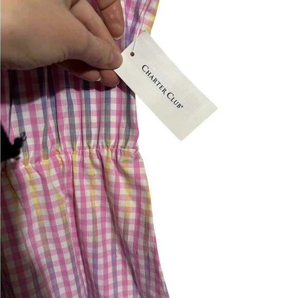 Charter Club NwT Pink Pastel Gingham Check Plaid Spring Ombre Midi Dress XL‎ - Picture 3 of 4